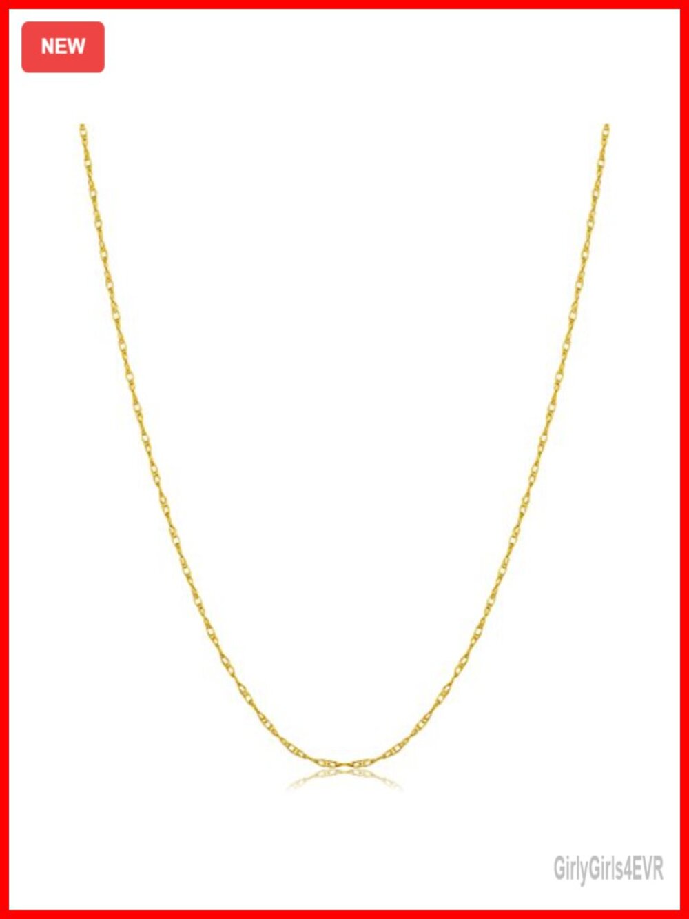 10k Gold Rope Chain Necklace Thin Women Classic 20 In